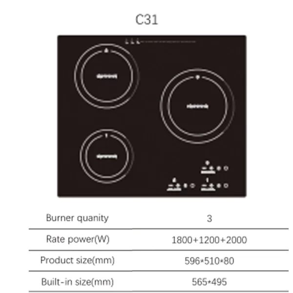 Embedded Cooktop Stove Electric Ceramic Cooker Threer-head Electric Stove Integrated  High Power Ceramic Cooker Hob - Imagem 4
