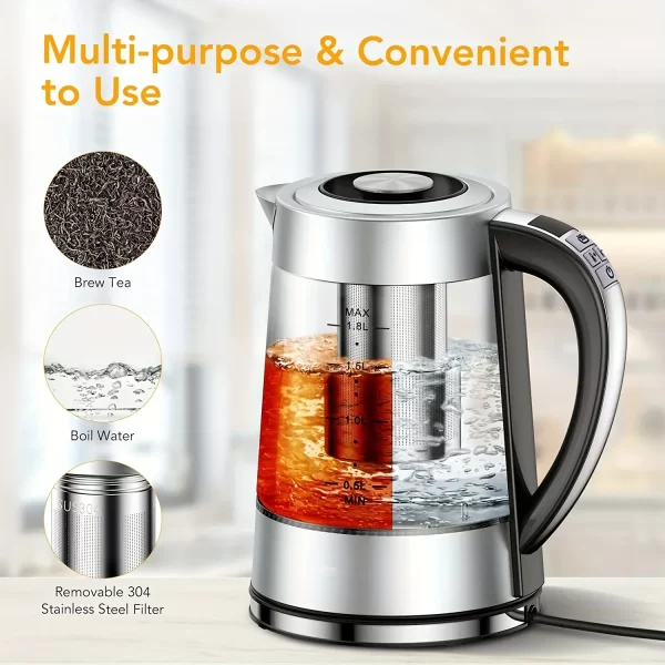 1.8L Electric Kettle with 12 Temperature Settings and 24 Hour Insulation - Stainless Steel Strainer - Imagem 5