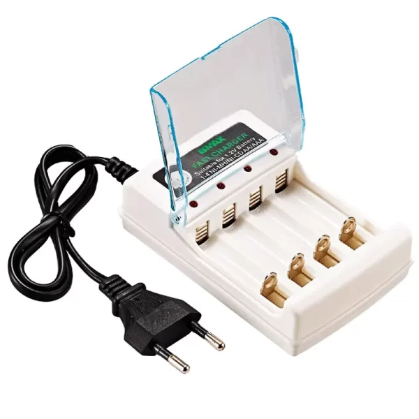 R$ 17,99R$ 46,1461% de desconto
Compra internacional, +R$ 9,04 de imposto estimado 
Carregador de pilhas AA/AAA com 4 compartimentos 220V para bateria recarregável de 1,2V, carregador rápido com adaptador de proteção de capa, acessório
