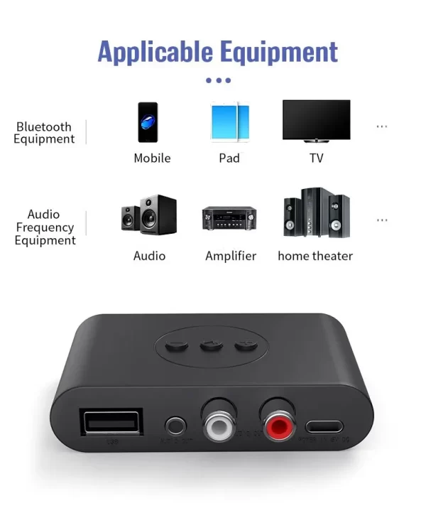 Bluetooth 5.0 Audio Receiver U Disk RCA 3.5mm 3.5 AUX Jack Stereo Music Wireless Adapter with Mic For Car Kit Speaker Amplifier - Imagem 6