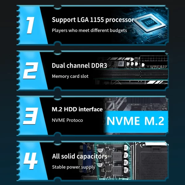 MUCAI H61 Motherboard LGA 1155 Kit Compatible With Intel Core CPUs 2nd And 3rd Generations Supports M.2 NVME SDD - Imagem 4
