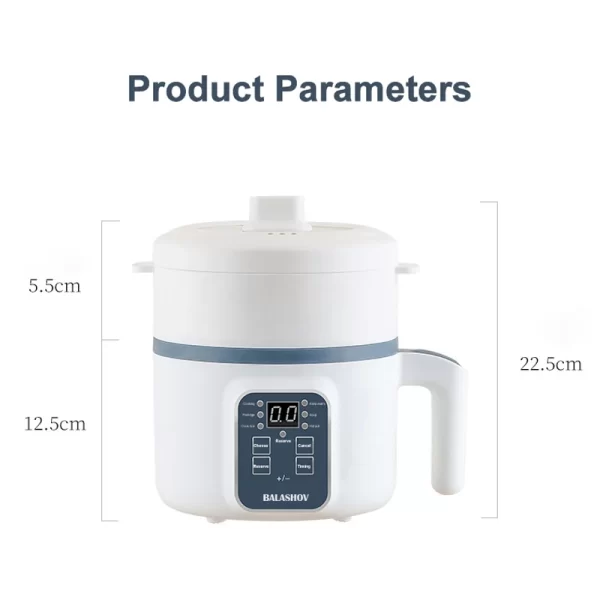 Panela elétrica de arroz de 1,7 L, camada dupla, 220 V, multicooker, antiaderente, inteligente, mecânica, panela de arroz a vapor para casa - Imagem 6