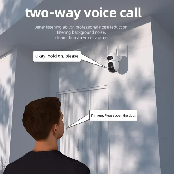 1-5PCS 4K 8MP Dual Lens Wifi Camera Outdoor PTZ Night Vision Human Detection Track Alarm Security Protection Surveillance IP Cam - Imagem 4