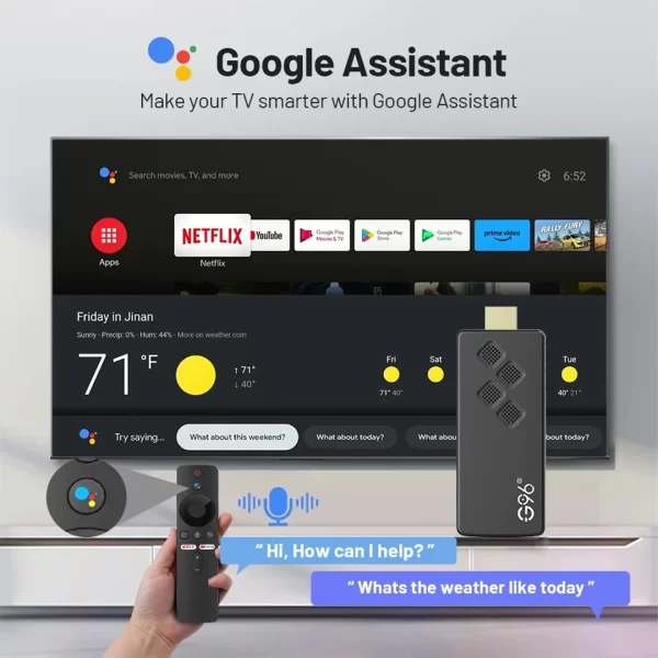 G96 Smart Tv stick Android13.0 Q2 Allwinner H313 BT5.0 Google Voice 4k Dual Wifi Youtube Multi Language Streaming Media Player - Imagem 3