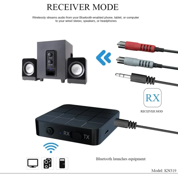 Bluetooth 5.0 Audio Receiver Transmitter 2 IN 1 RCA 3.5MM AUX Jack USB Dongle Stereo Wireless Adapters For Car TV PC Headphone - Imagem 3