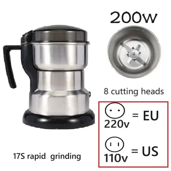 400W 304 Stainless Electric Grinder Eight Page Blade Electric Fast Grinding Multifunction Smash Machine Rice Beans Home Blender - Imagem 7