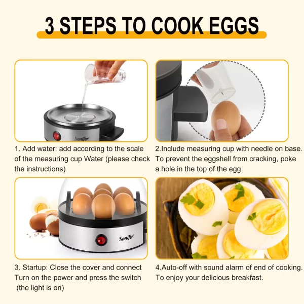 Convenient Egg CookerElectric Egg Cooker 7pcs Egg SteamerEgg CookerKitchen Cooking ToolsEgg CookerAuto-Off Function 350W Sonifer - Imagem 2
