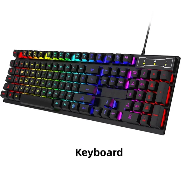 104Keys Wired Keyboard with RGB Backlit Breathing Light Gaming Ergonomic Keyboard And Mouse Set for Computer Laptop Gamer Office - Imagem 9