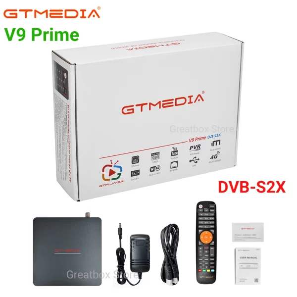 2024 GTmedia V9 Prime Satellite Receiver Built-in 2.4G WiFi DVB-S/S2/S2X HEVC Support SAT2IP by GTShare APK TV Receiver