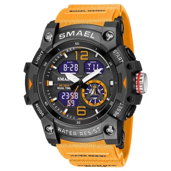 SMAEL Sport Watch Military Wristwatch for Men Alarm Stopwatch LED Digital Back Light Dual Time Display Waterproof Watch Men 8007 - Imagem 8